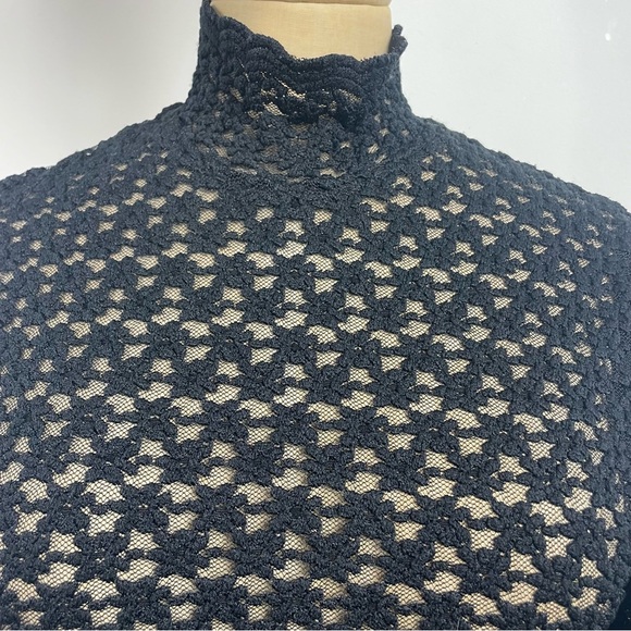 VTG Victorian Top Alberto Makali Lace Med Black Floral BohoGoth Alt Grunge Sheer - Picture 12 of 16